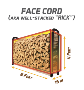 Face Cord or Rick of Firewood